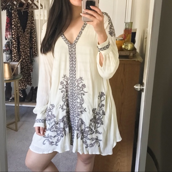Free People Ivory Embroidered Swing Dress - Picture 9 of 13